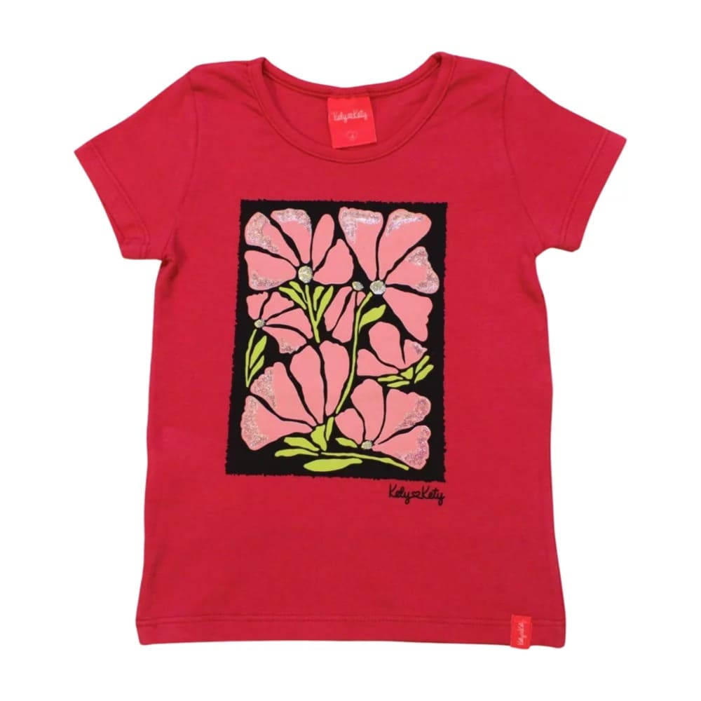Blusa Manga Curta Estampa Flores com Gel Relevo 46002 – Kely Kety