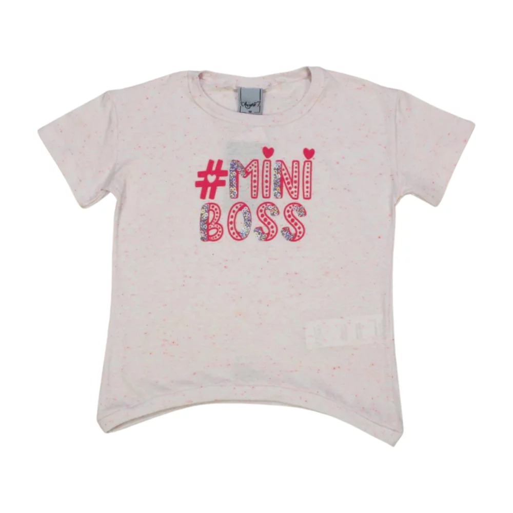 Blusa Manga Curta Estampada Estampa Mini Boss Lantejoulas 22234 – Angerô