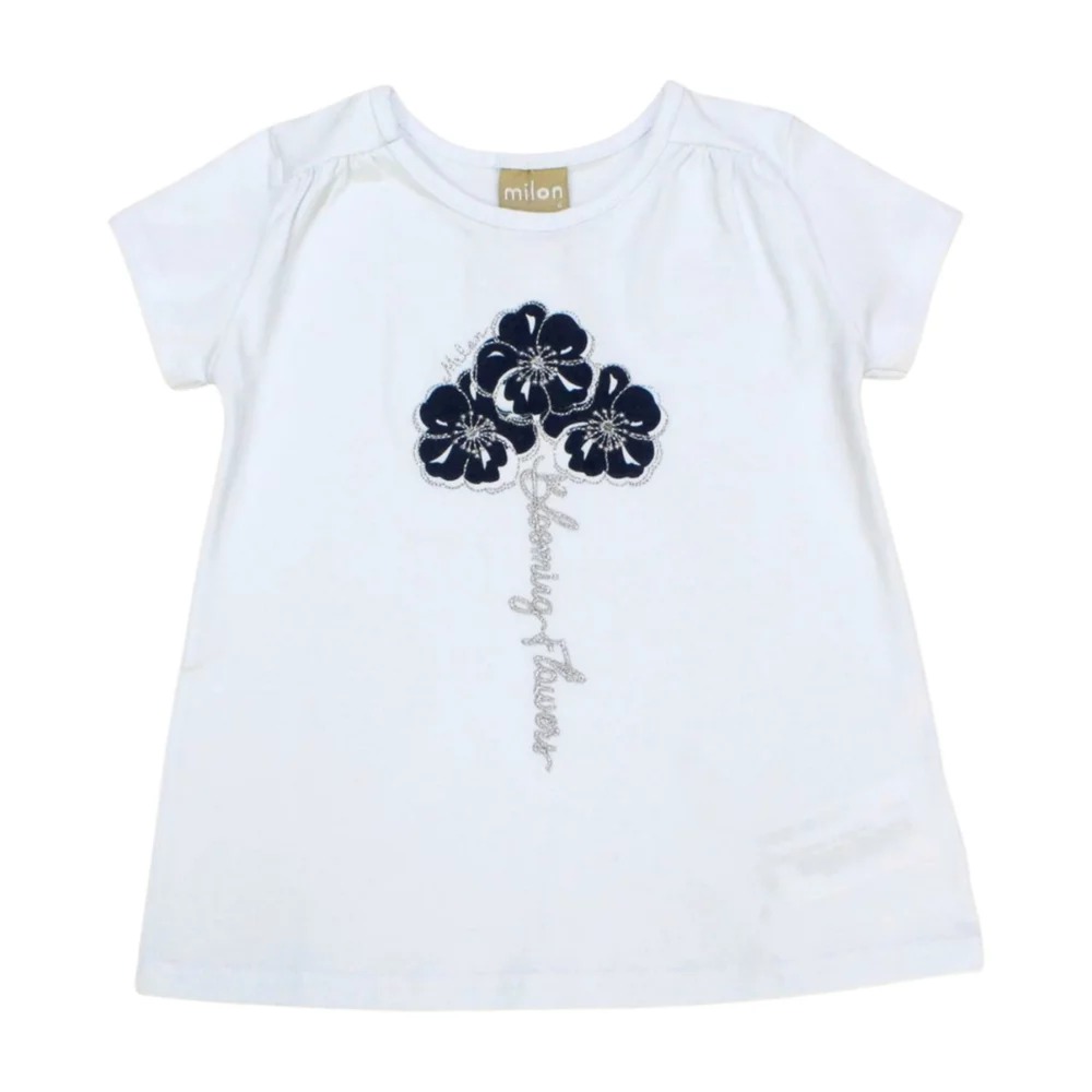 Blusa Manga Curta Estampada Flores Strass 13747 – Milon