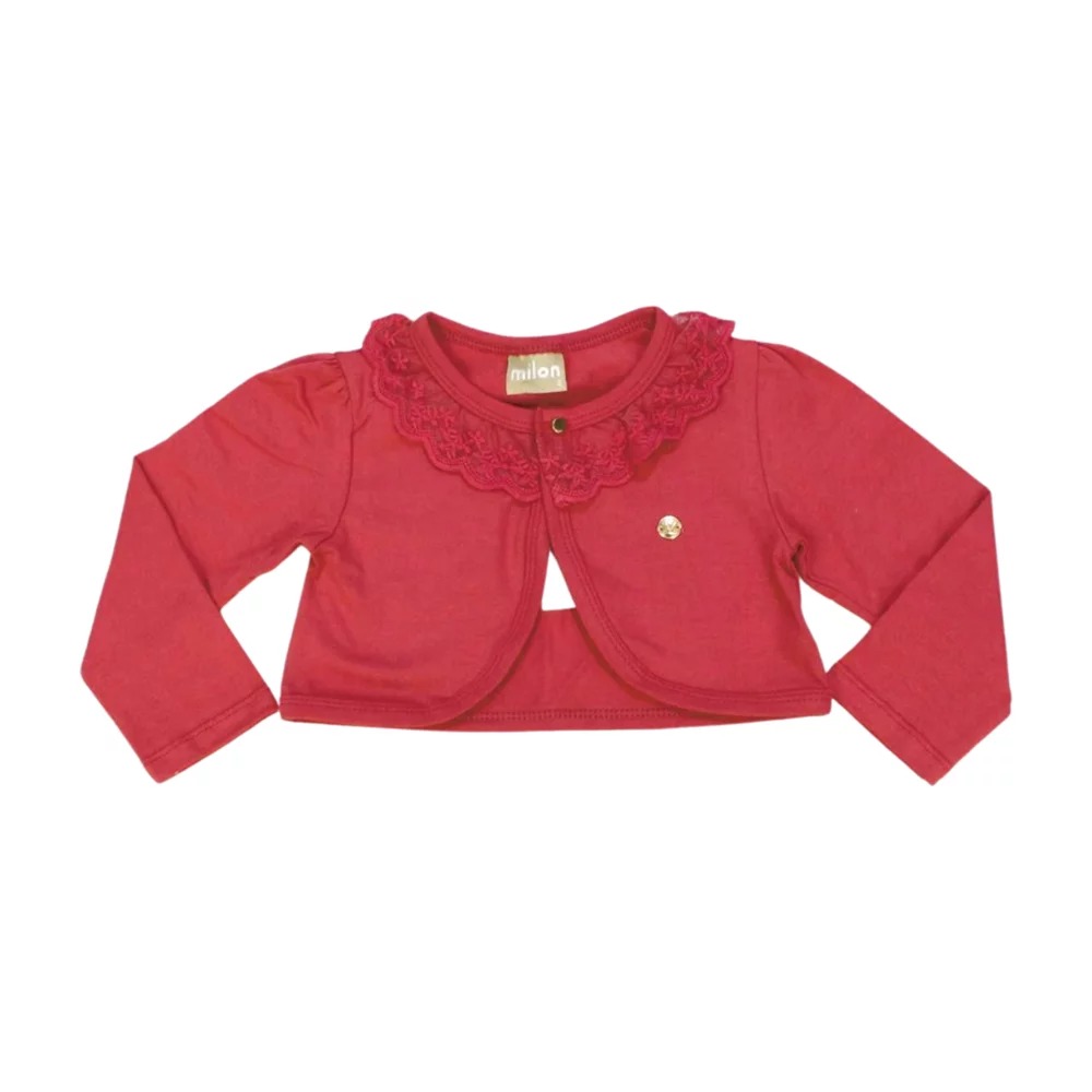 Bolero Cotton Manga Longa com Tule 10715 – Milon