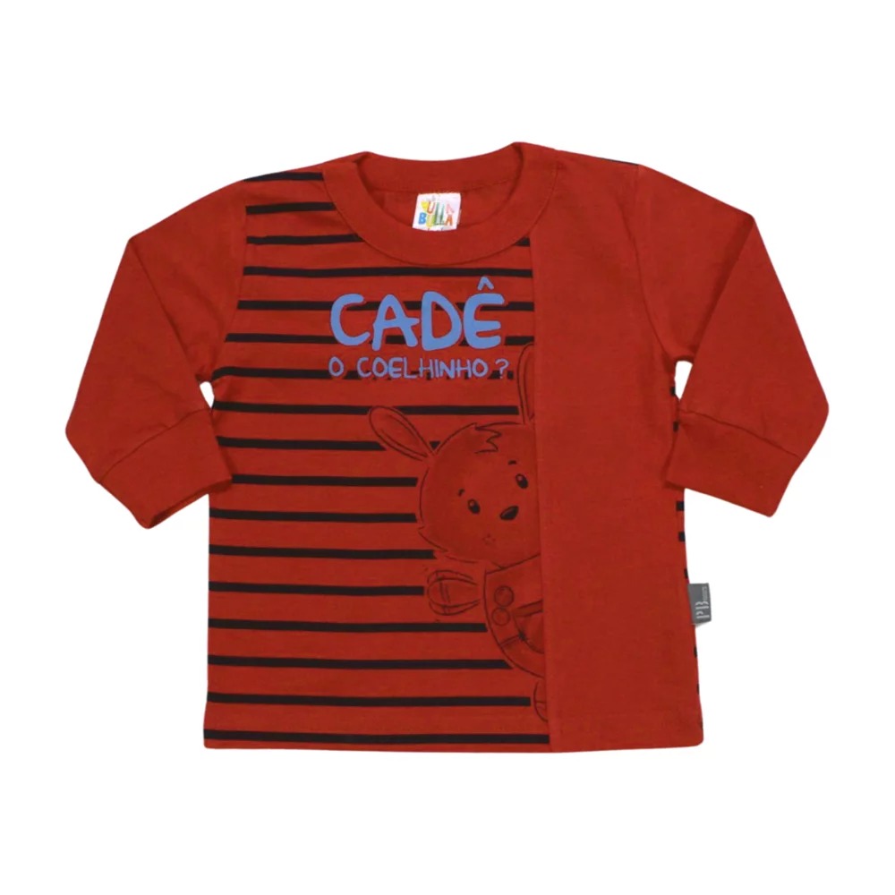 Camiseta Manga Longa Estampada Coelhinho? 35654 – Pulla Bulla