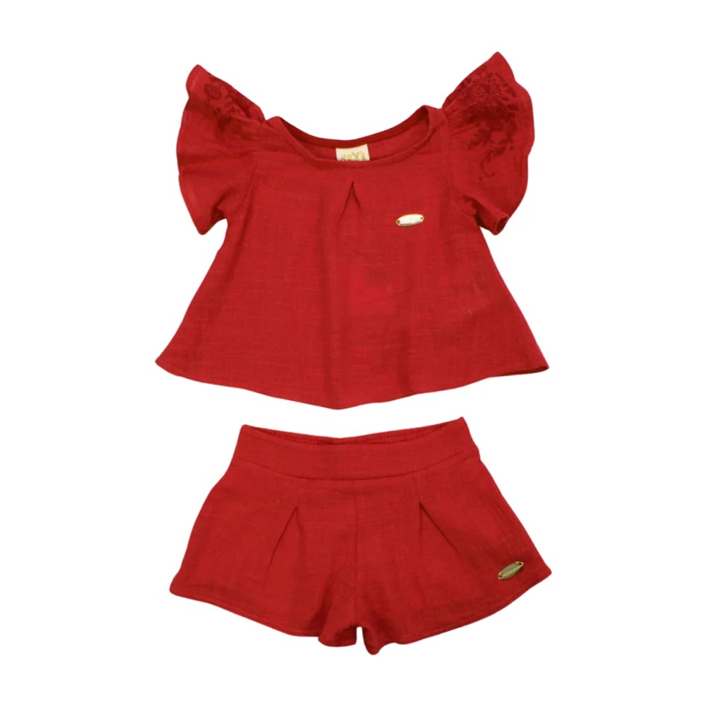Conjunto Blusa e Shorts em Tecido Rustico 67266 – Milli e Nina