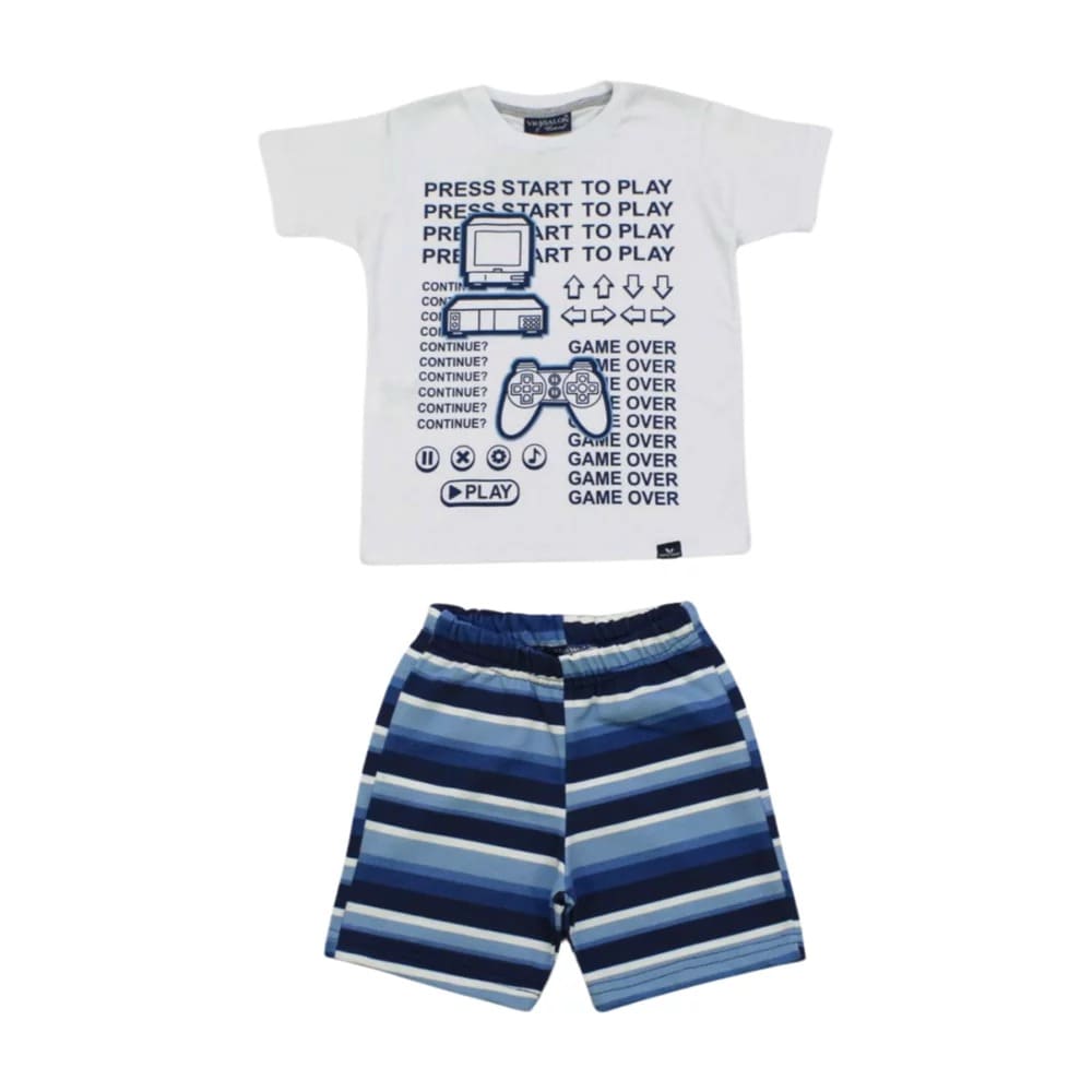 Conjunto Camiseta e Bermuda Moletinho com Bolso Traseiro 365599 – Vrasalon