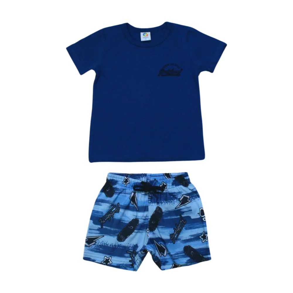 Conjunto Camiseta e Bermuda Tactel Skate 45030 – Alenice