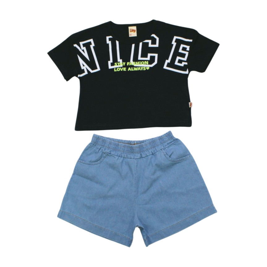 Conjunto Feminino Blusa Nice e Shorts Jeans 8510 – Livy