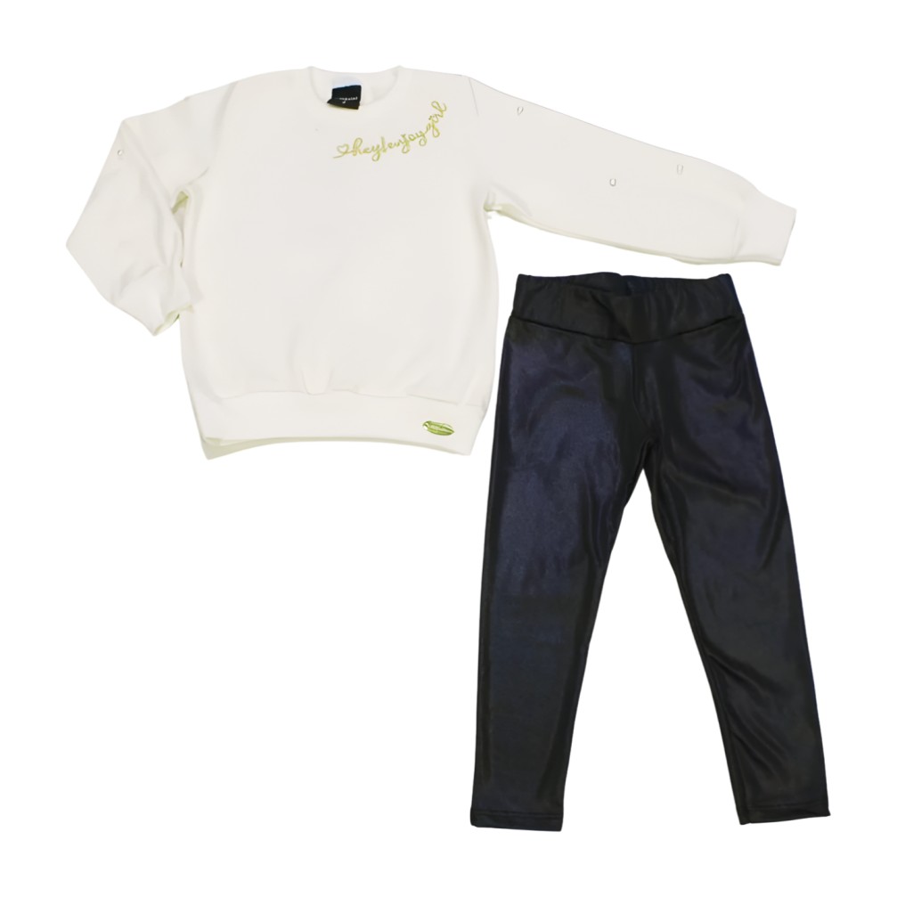 Conjunto Longo Feminino Blusa Bordada e Legging Cirre 27188 – Milli e Nina