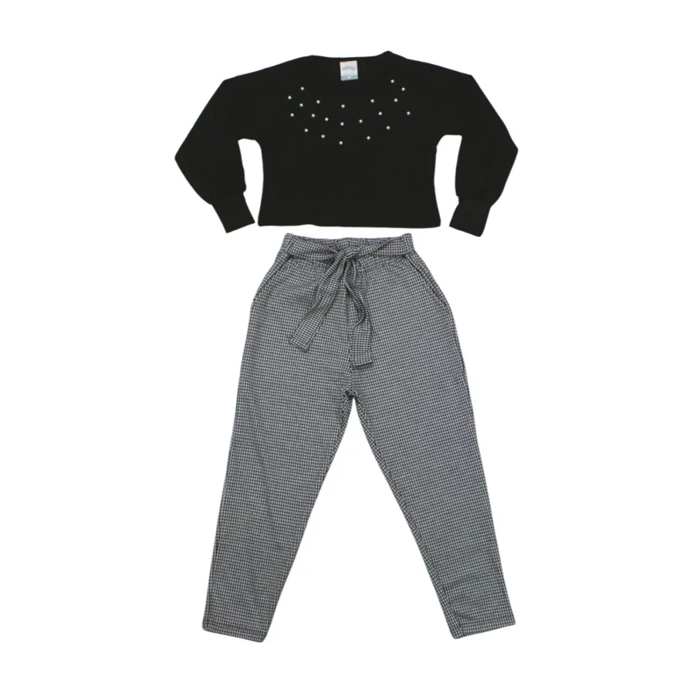 Conjunto Longo Fino Blusa e Calça Xadrez 67887 – Alakazoo