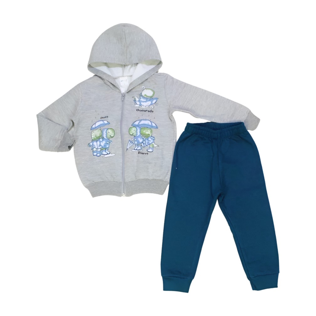 Conjunto Longo Moletom Masculino Aberto Estampado Dino 60187 – Alenice