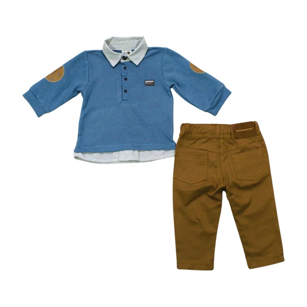 Conjunto Longo Polo e Calça Sarja 283377 – Aconchego do Bebê