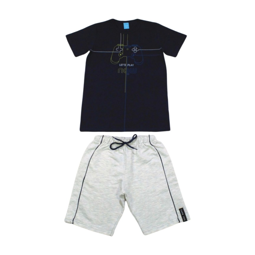 Conjunto Masculino Camiseta Estampa Controle e Bermuda Moletinho 46986 – Kamylus