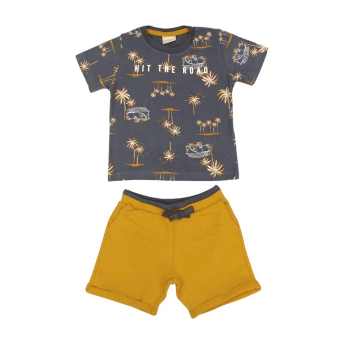 Conjunto Masculino Camiseta Hit The Road Bermuda de Moletom 14218 – Milon