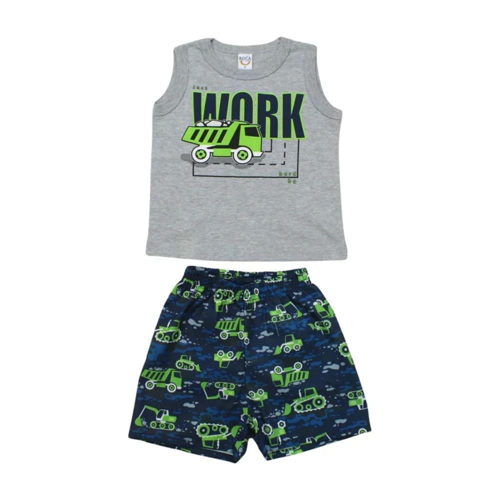 Conjunto Masculino Regata Estampa Caminhão e Bermuda Moletinho 19051 – Boca Grande