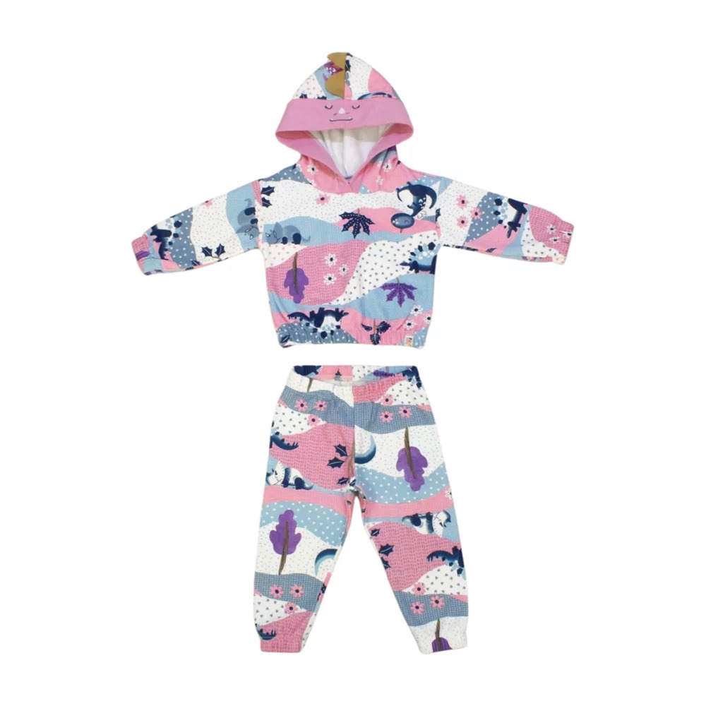 Conjunto Moletom Feminino Estampado Dinossauros com Capuz 231783 – Elian