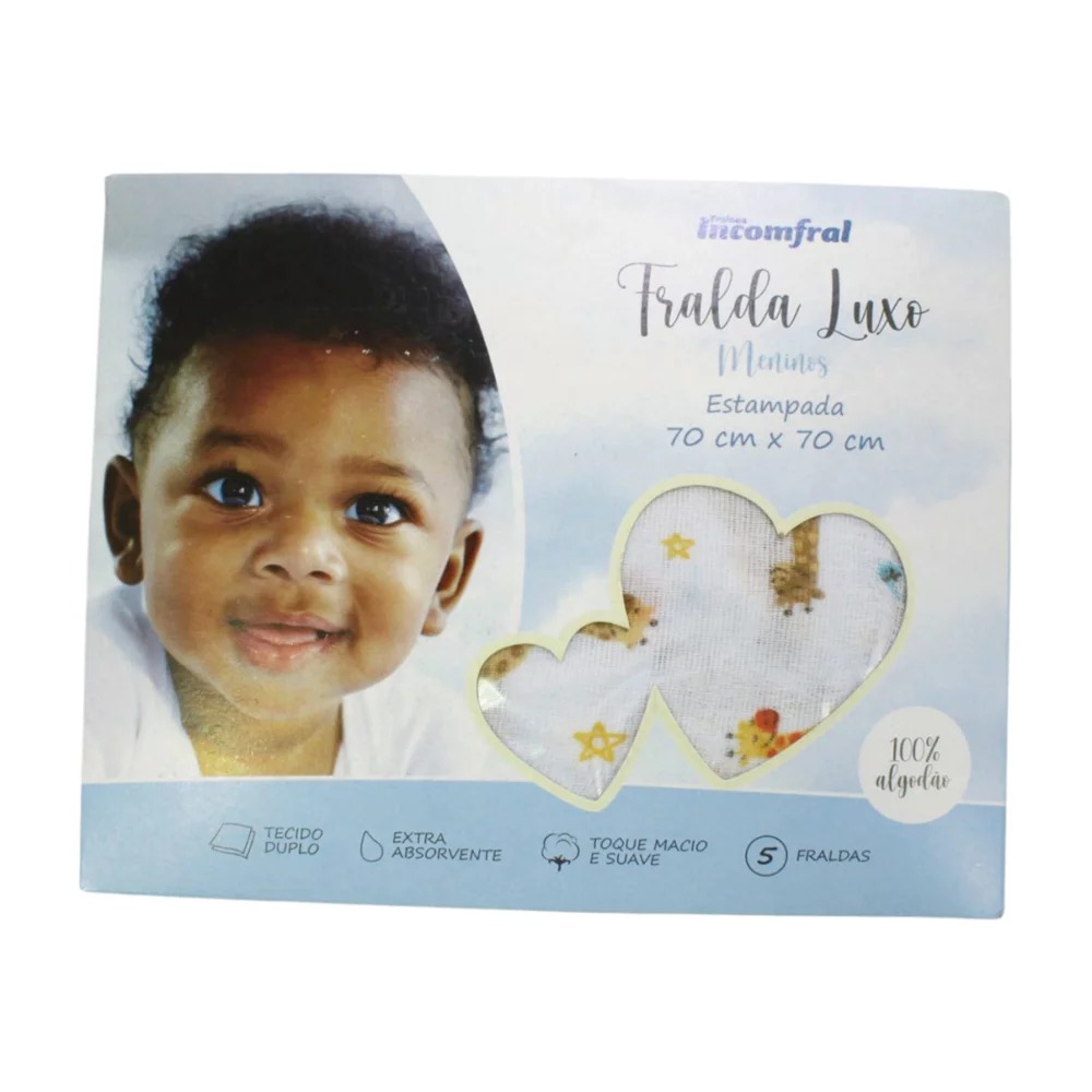 Fralda Luxo Estampada com 5 Peças 01000090401 – Inconfral