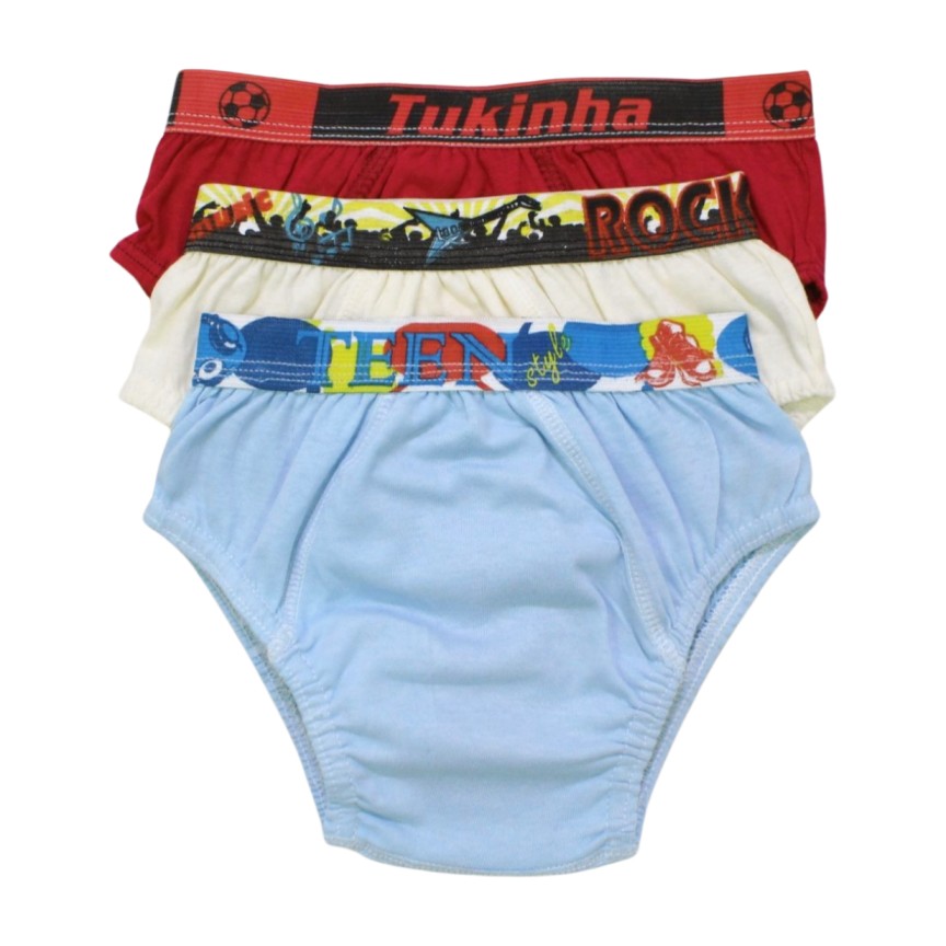 Kit Cueca Algodão Cores Sortidas 014 03Peças – Tukinha