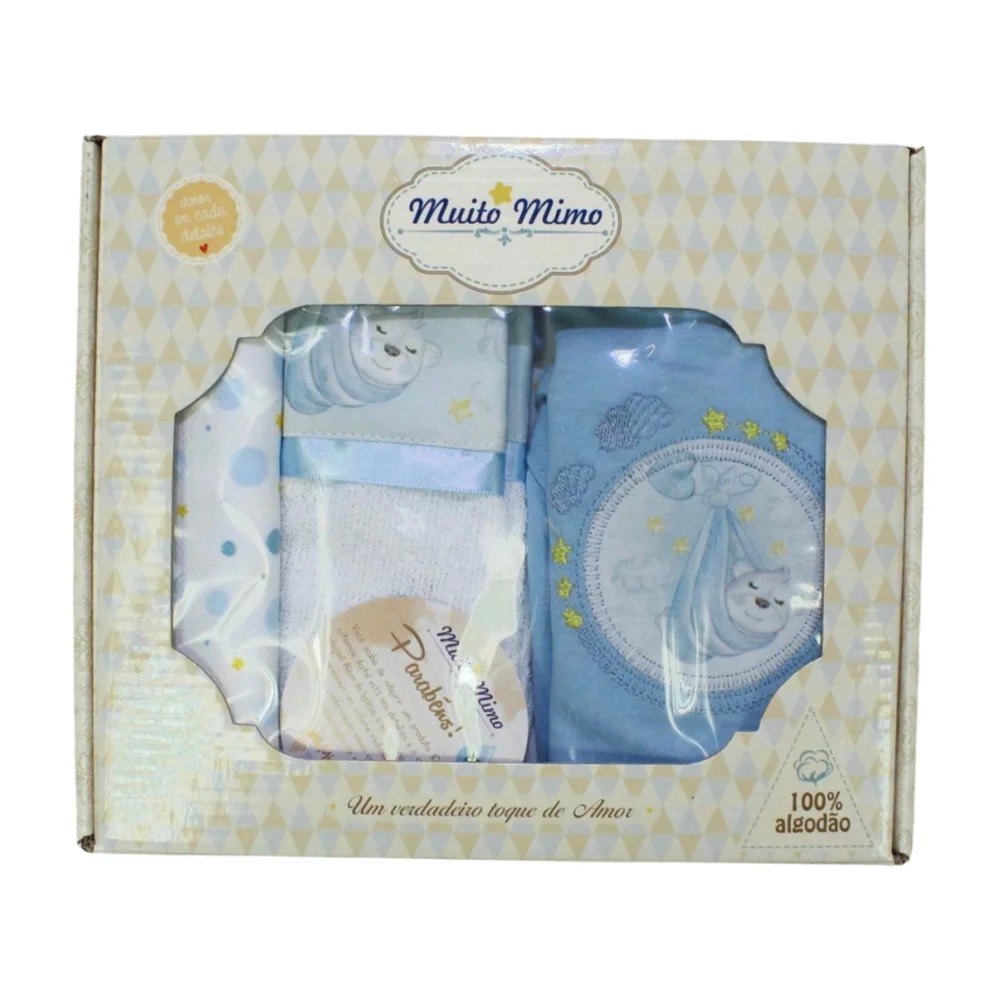Kit Presente Colan Manga Curta, Cueiro e Toalha de Boca Sortido 3 Peças 5298 – Muito Mimo