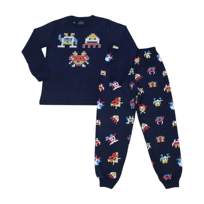 Pijama Longo Masculino Estampa Brilha no Escuro 9180 – Bicho Bagunça