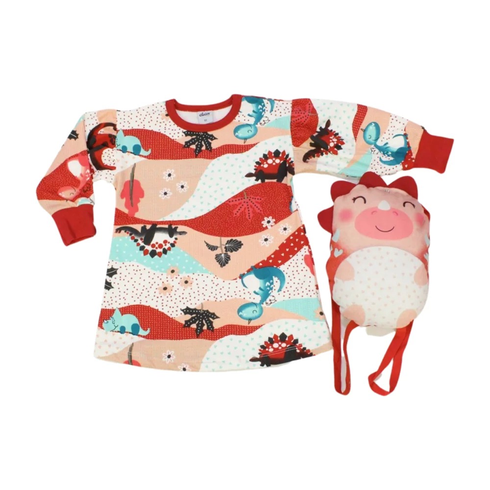 Vestido Manga Longa Moletom Estampado com Mochila 231785 – Elian