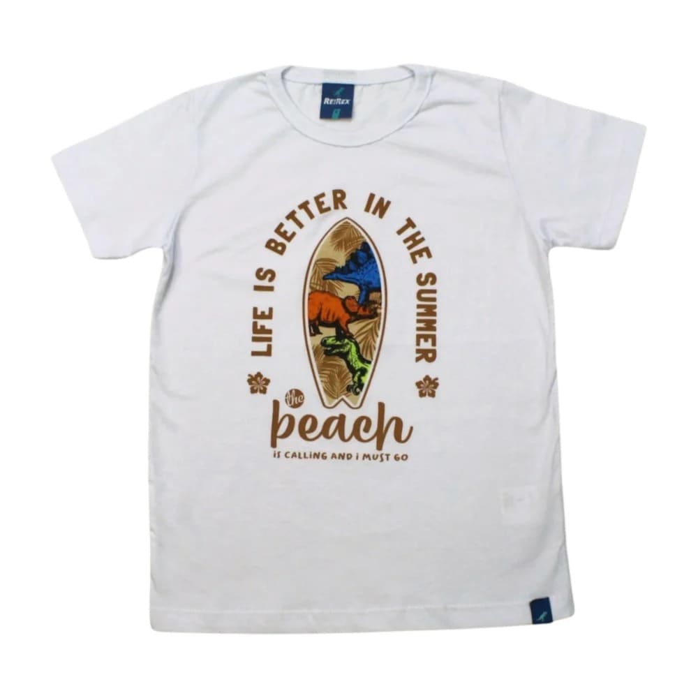 Camiseta Manga Curta Estampa Dinossauros 45467 – Rei Rex