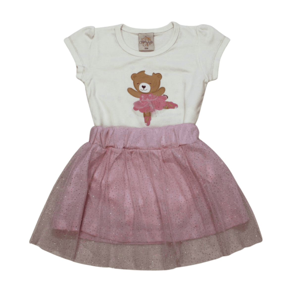 Conjunto Feminino Body Estampa Ursa e Saia com Tule 8784 – Time Kids