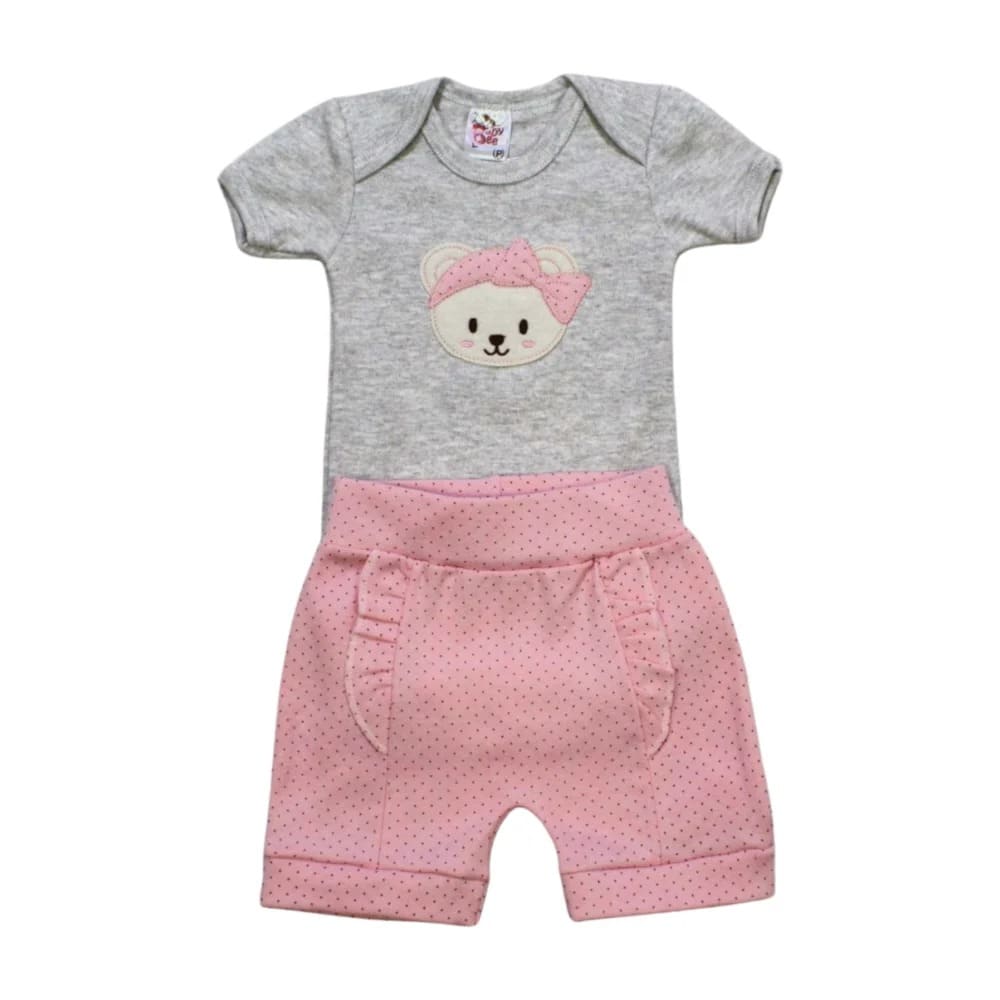 Kit Body e Shorts Bolinhas Feminino 754 – Baby Bee