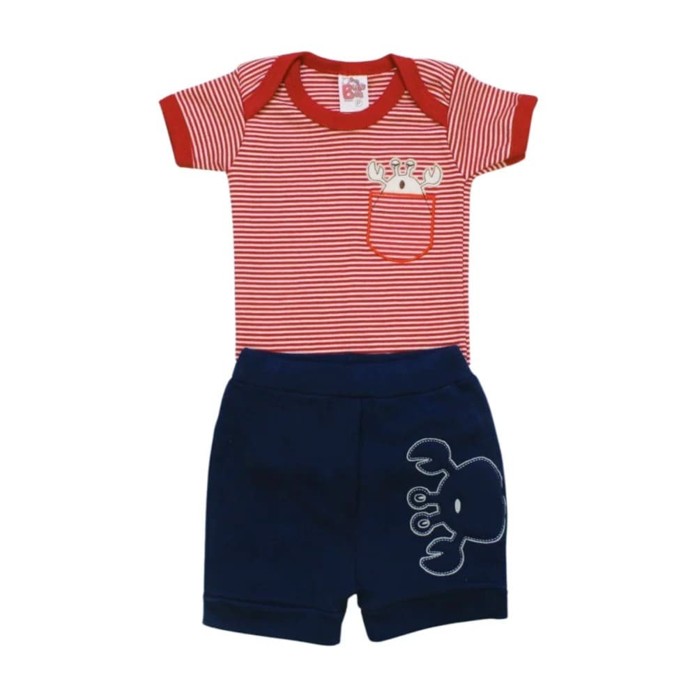 Kit Body e Shorts Masculino Listrado 758 – Baby Bee