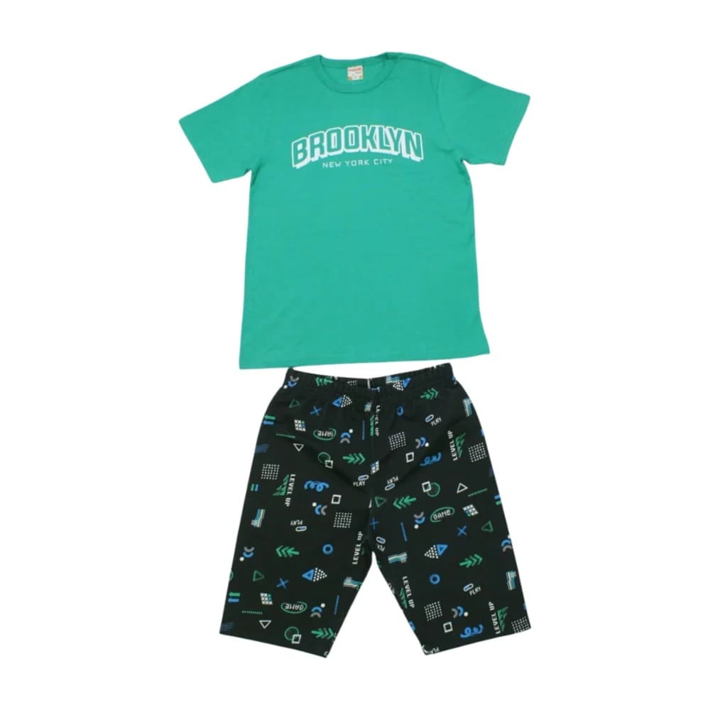 Conjunto Masculino Camiseta Brooklin e e Bermuda Moletinho 26050 – Brandili