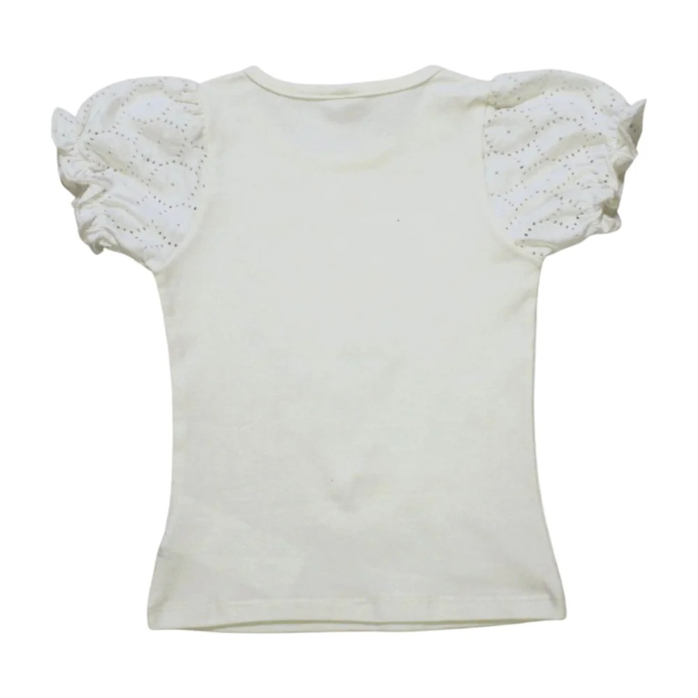 Blusa Manga Curta com Lesi Estampa Coração Strass 21580 – Glinny