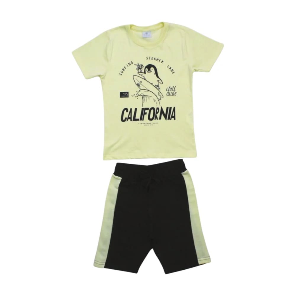 Conjunto Camiseta Estampa California e Bermuda Moletinho 6869 – By Gus