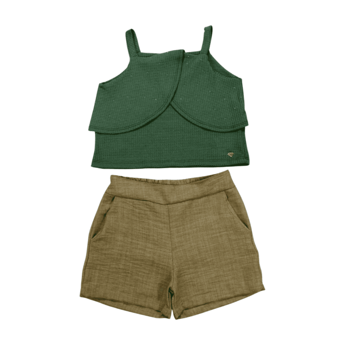 Conjunto Feminino Blusa com Strass e Shorts Tecido 11546 – Tiny Joy