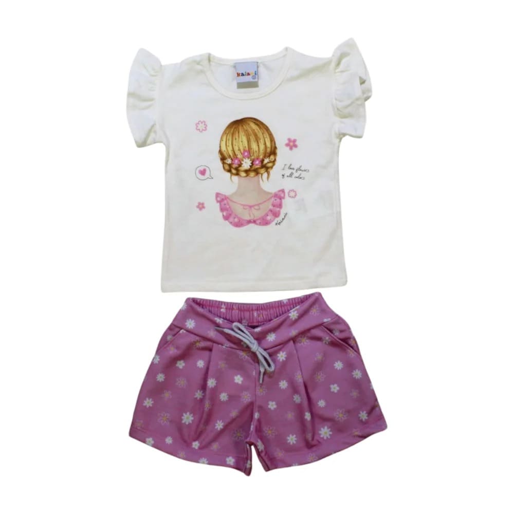 Conjunto Feminino Blusa e Shorts Estampado Flores 11224 – Kaiani