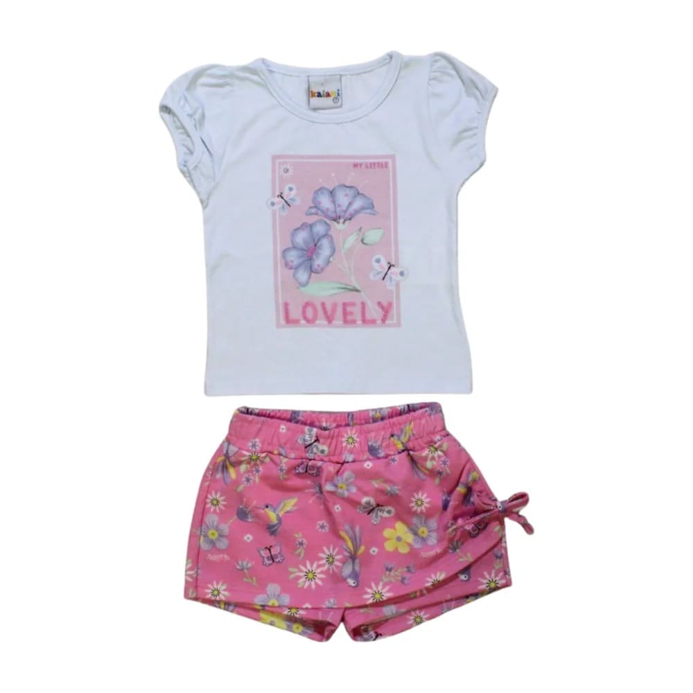 Conjunto Feminino Blusa e Shorts Saia Estampado Flores 11227 – Kaiani
