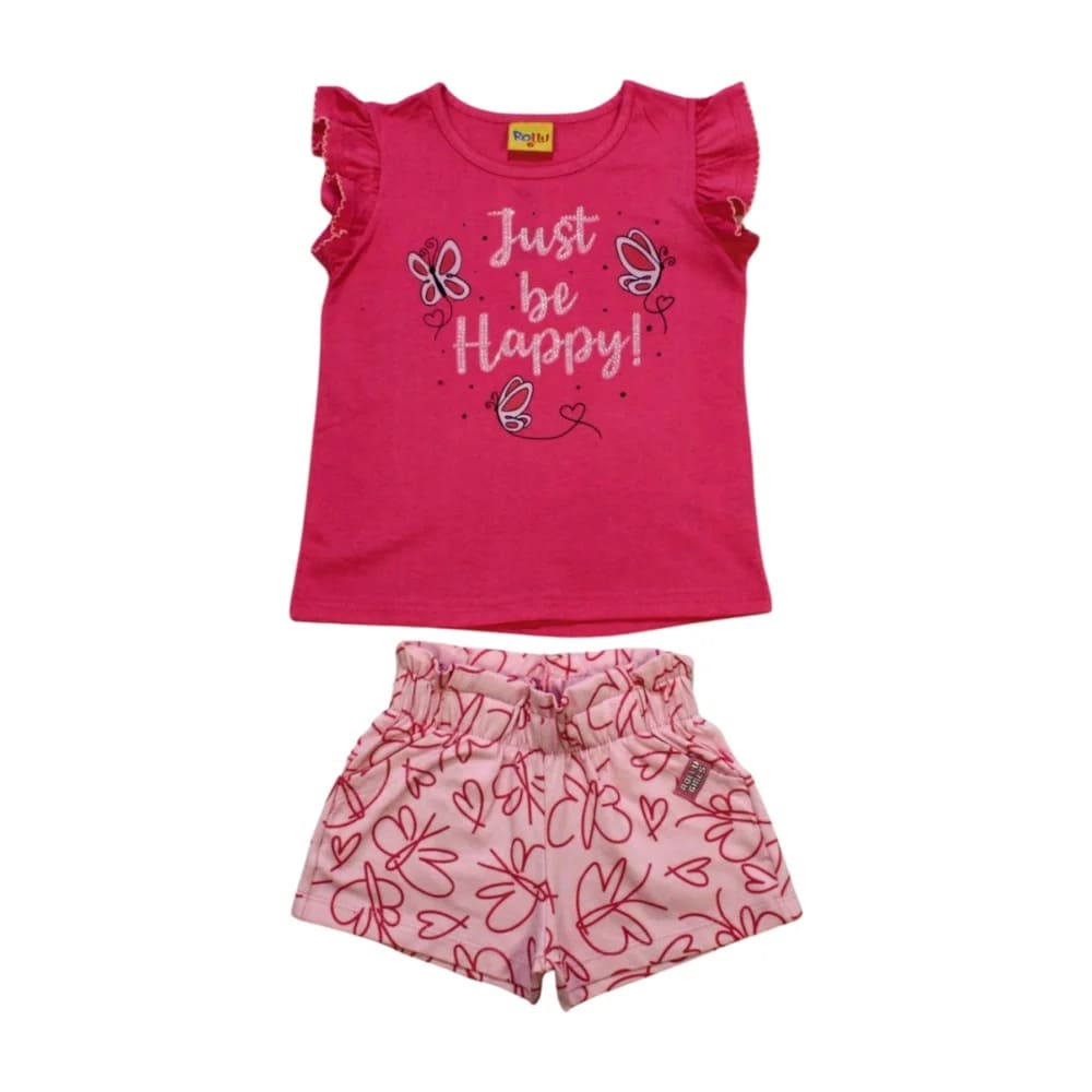 Conjunto Feminino Blusa Estampa Just com Strass e Shorts 21150 – Rollu