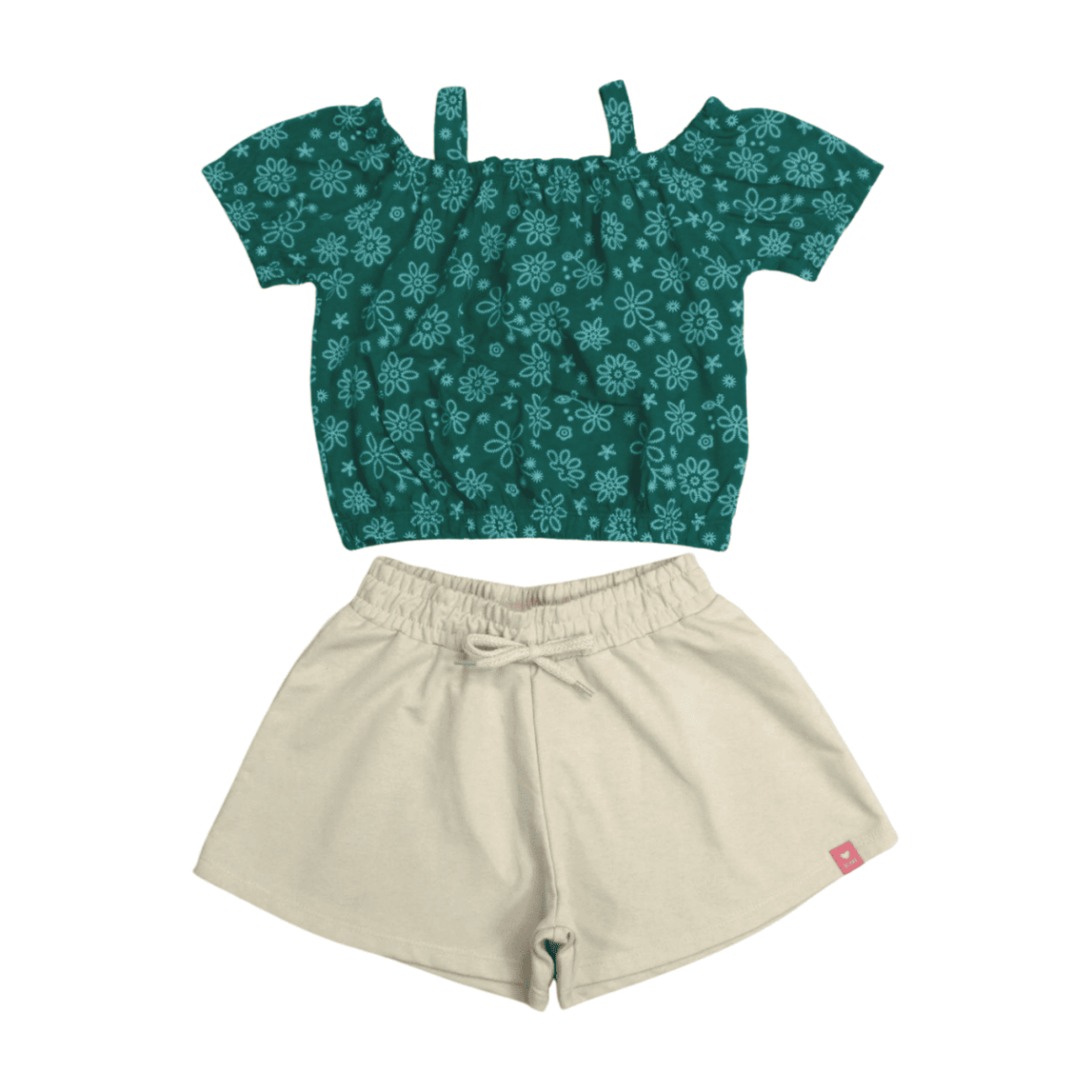 Conjunto Feminino Blusa Estampada Flores e Shorts Moletinho 11448 – Kaiani