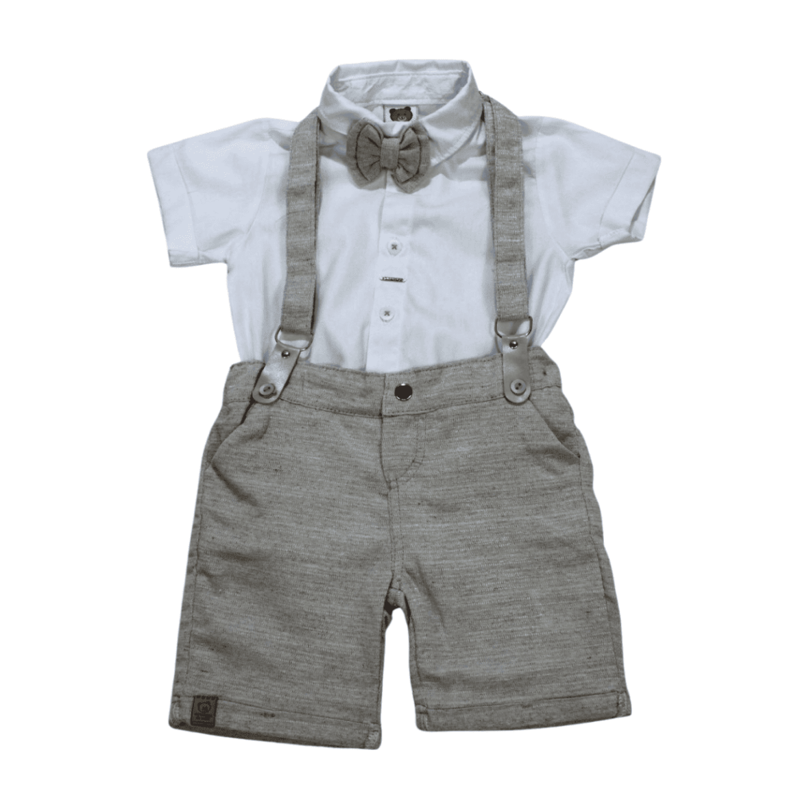 Conjunto Masculino Body Camisa e Bermuda com Suspensório 263789 – Aconchego do Bebê