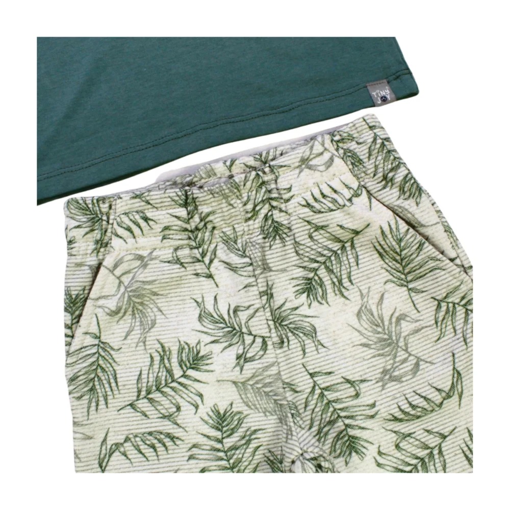 Conjunto Masculino Camiseta e Bermuda Moletinho Estampada Folhas 11564 – Tiny Joy