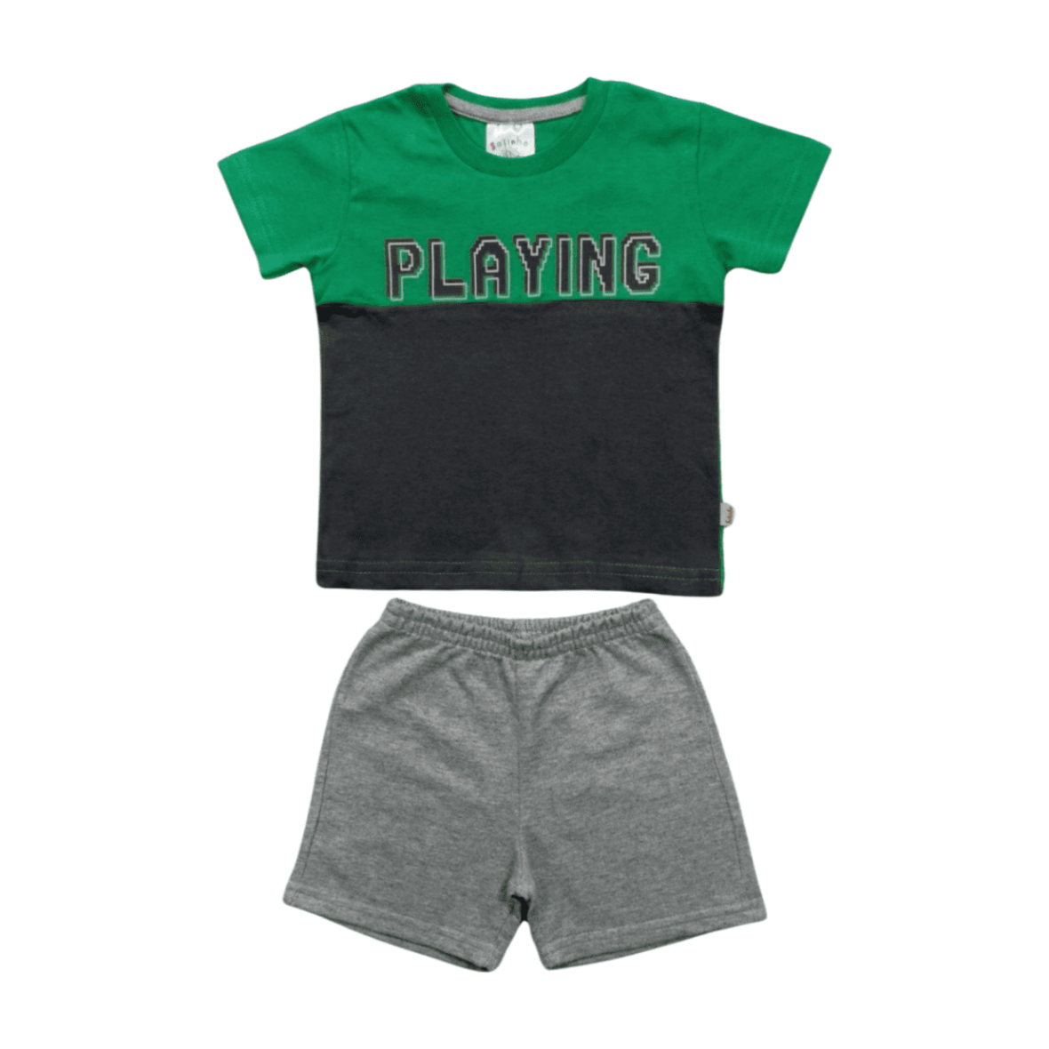 Conjunto Masculino Camiseta Estampa Playing e Bermuda Moletinho 07890 – Solinho