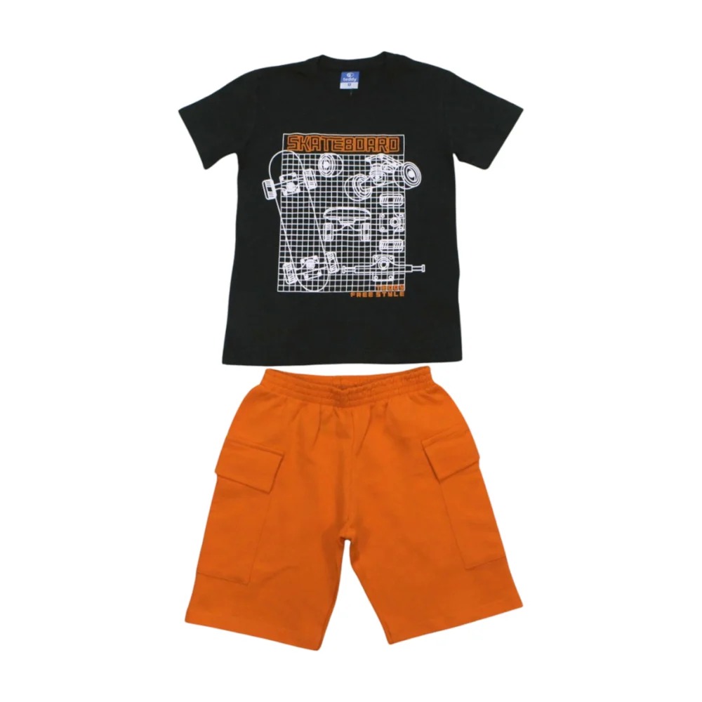 Conjunto Masculino Camiseta Estampa Skate e Bermuda Moletinho 17632 – Teddy