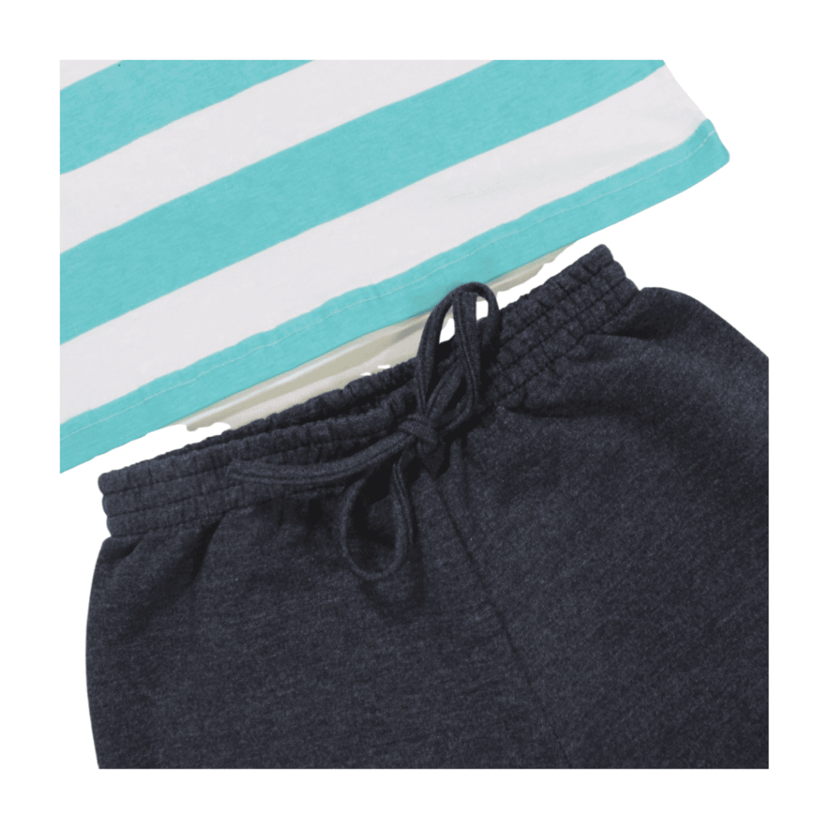 Conjunto Masculino Camiseta Listrada e Bermuda Moletinho 43702 – Kamylus