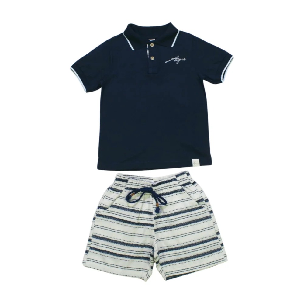 Conjunto Masculino Polo e Bermuda Tecido Listrada 28724 – Angerô
