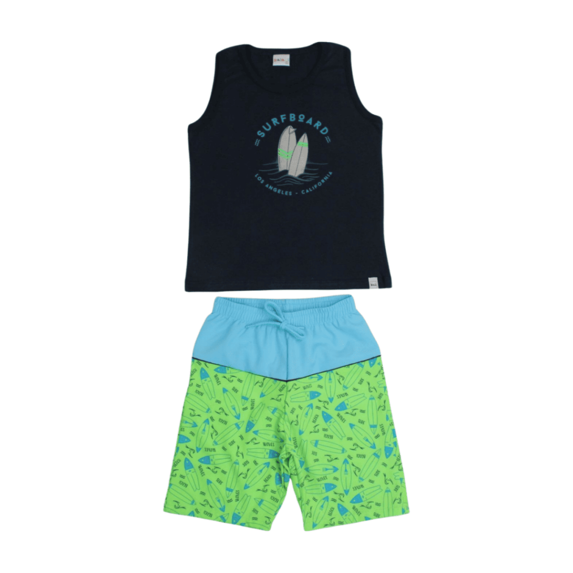 Conjunto Masculino Regata e Bermuda Tactel Estampado Pranchas 11469 – Kaiani