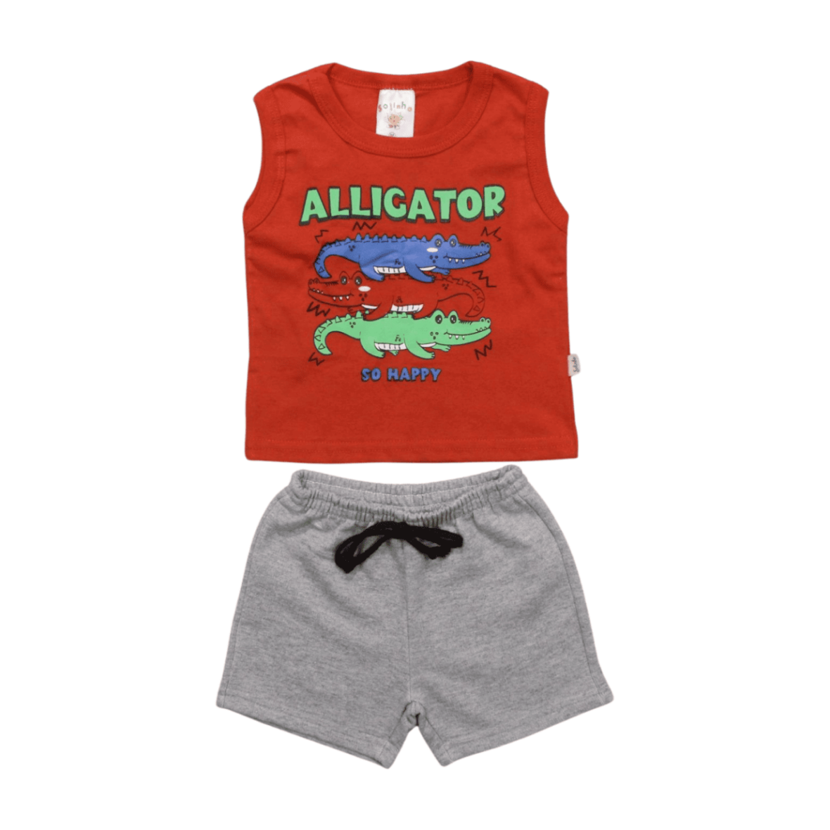 Conjunto Masculino Regata Estampa Jacaré e Bermuda Moletinho 07884 – Solinho