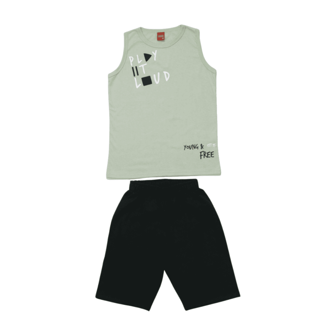 Conjunto Masculino Regata Estampa Play e Bermuda Moletinho 1000400 – Kyly