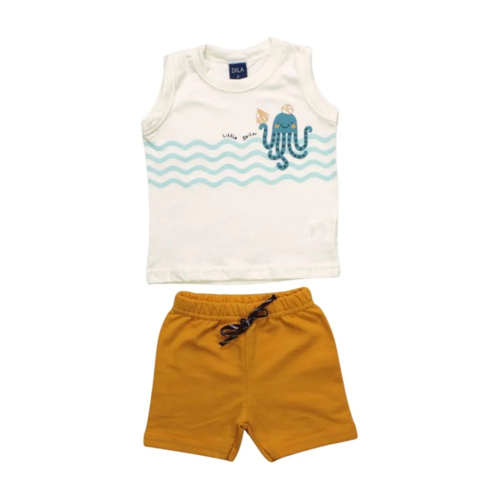 Conjunto Masculino Regata Estampa Polvo e Bermuda Moletinho 4303 – Dila