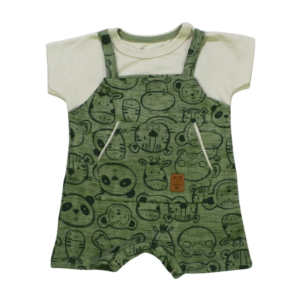 Macacão Moletinho Curto Masculino Estampado Ursos 45351 – Alakazoo