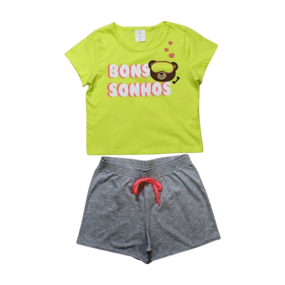Pijama Malha Curto Feminino Estampa Bons Sonhos 6695 – BconB