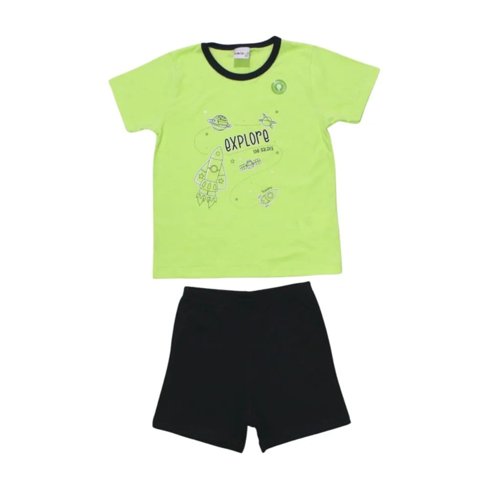 Pijama Malha Curto Masculino Estampa Foguete Brilha no Escuro 11296 – Kaiani