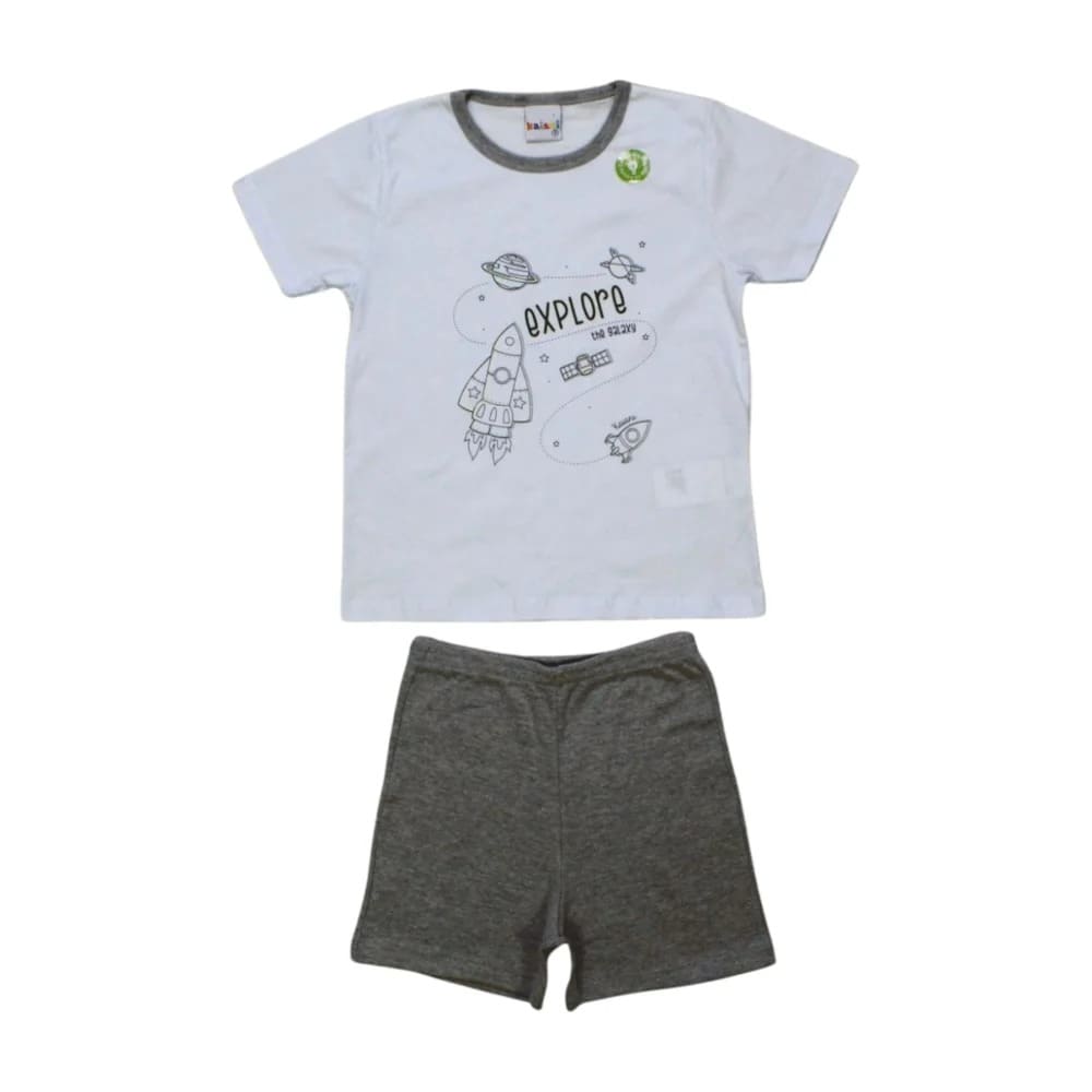 Pijama Malha Curto Masculino Estampa Foguete Brilha no Escuro 11296 – Kaiani