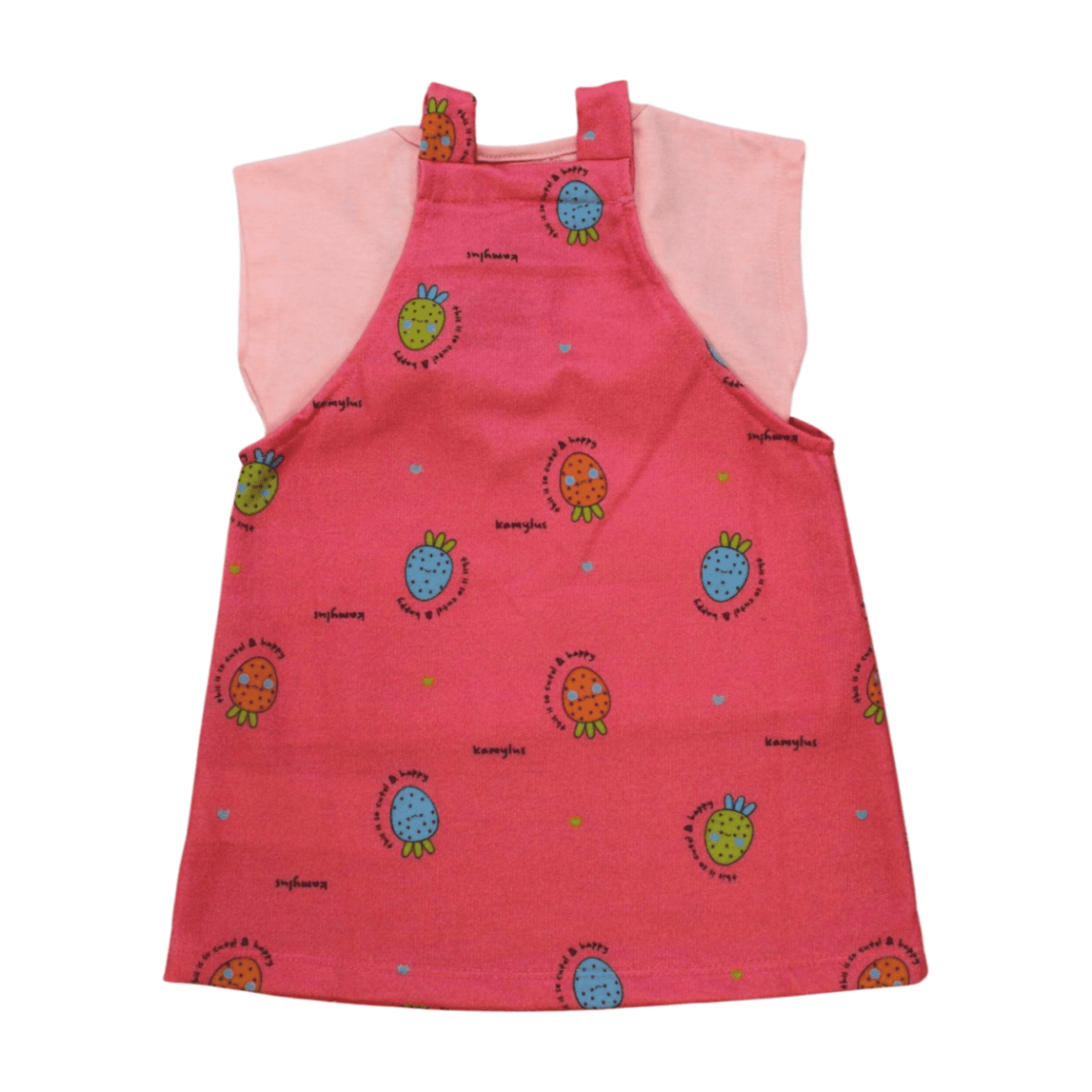 Salopete Moletinho Estampada Morangos com Blusa 53745 – Kamylus