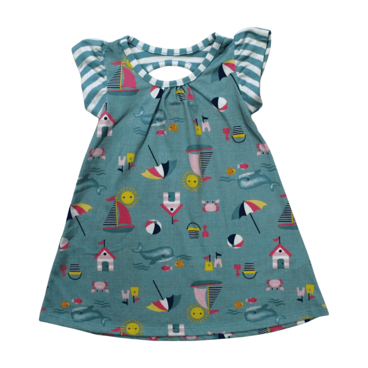 Vestido Manga Curta Estampado Barquinho 1000192 – Kyly